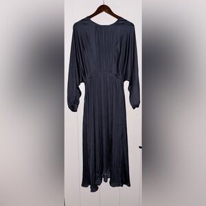 Astr The Label Marin Satin Draped Front‎ Slit Midi Dress Women M Cocktail Party